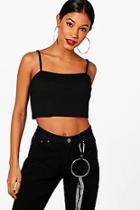 Boohoo Steph Square Neck Rib Knit Strappy Top