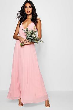 Boohoo Boutique Pleated Chiffon Maxi Dress