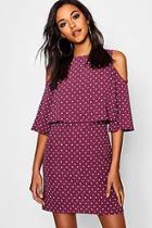 Boohoo Flo Double Layer Polka Dot Shift Dress