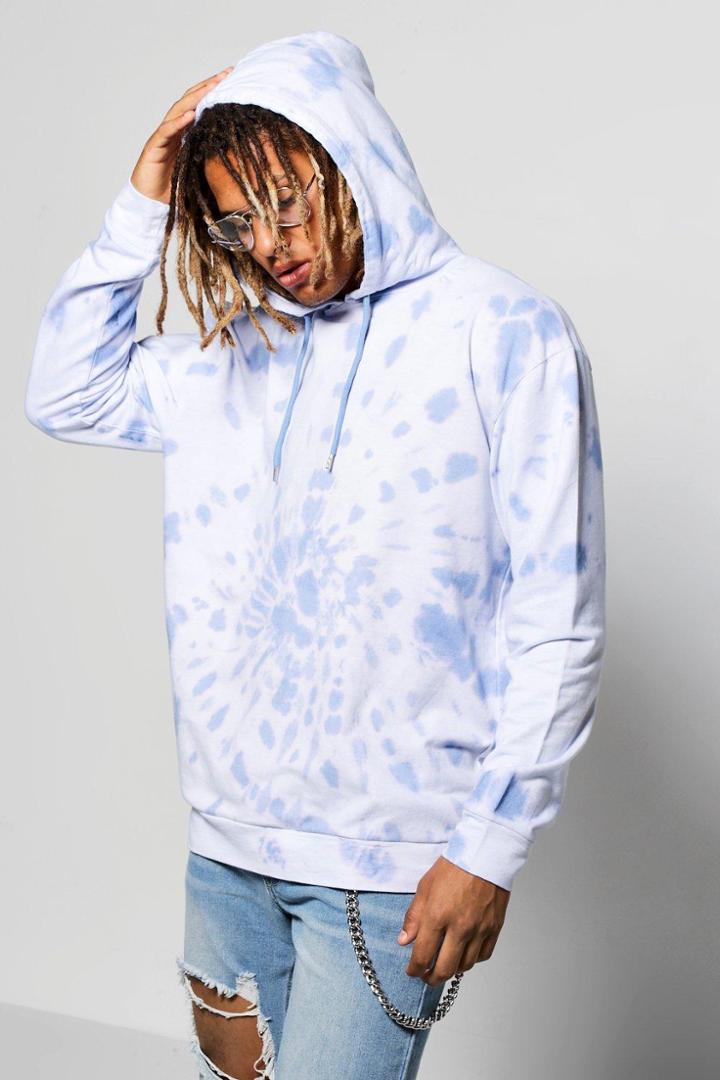 Boohoo Over The Head Hoodie In Tie Dye Multi