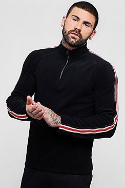 Boohoo Zip Placket Polar Fleece Top With Tape