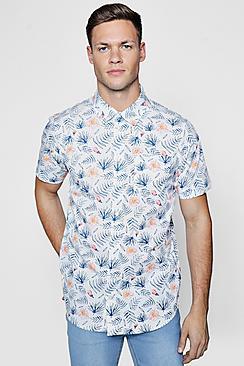 Boohoo Contrast Floral Short Sleeve Shirt