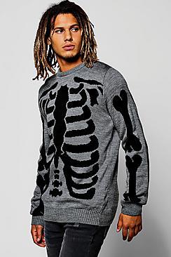 Boohoo Halloweeen Skeleton Ghost Crew Neck Jumper