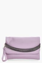 Boohoo Katherine Zips Handle Clutch Lilac