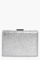 Boohoo Alisha Chainmail Box Clutch Bag Silver