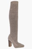 Boohoo Annie Knitted Over The Knee Boot Stone