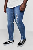 Boohoo Big And Tall Skinny Jeans With Raw Hem