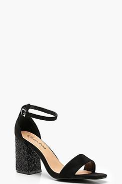 Boohoo Wide Fit Glitter Block Heel Two Parts