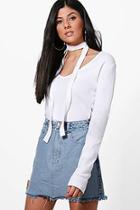 Boohoo Stella Neck Tie Jersey Top