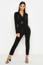 Boohoo Belted Double Breasted Jumpsuit