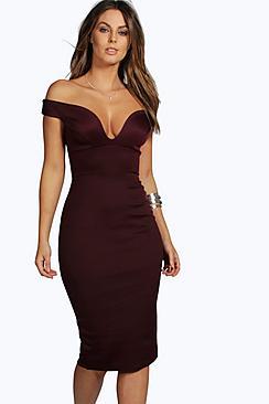 Boohoo Sweetheart Off Shoulder Bodycon Dress