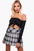 Boohoo Shan Knot Front Rib Off The Shoulder Crop