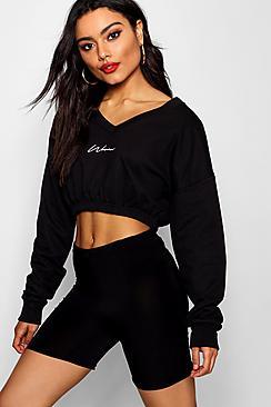 Boohoo Wendy Embroidered Crop Sweat