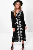 Boohoo Georgia Embroidered Midi Dress Black
