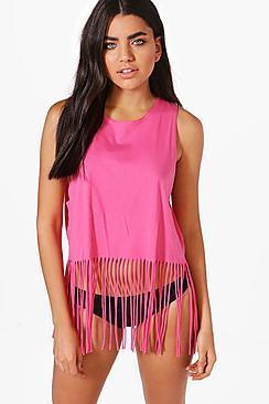 Boohoo Bella Fringed Beach Vest