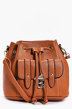 Boohoo Amy Metal Clasp Pocket Front Duffle Bag