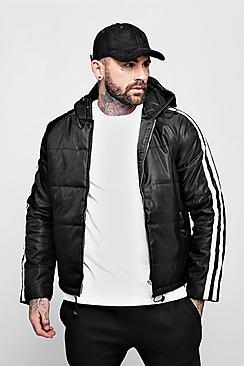Boohoo Raglan Sateen Puffer With Side Stripe