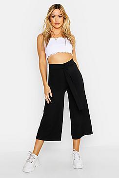 Boohoo Petite Self Fabric Belted Culottes