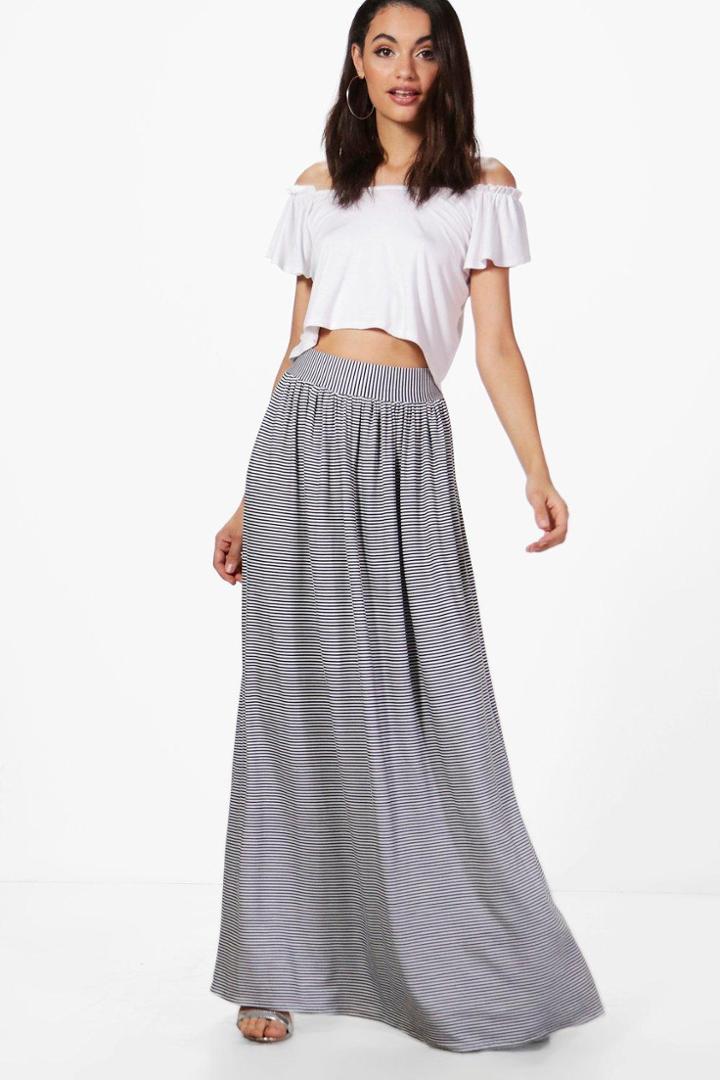 Boohoo Aurora Monochrome Floor Sweeping Maxi Skirt Black