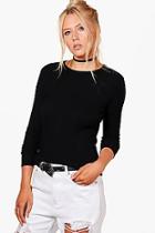 Boohoo Paige Ruffle Hem Rib Knit Jumper