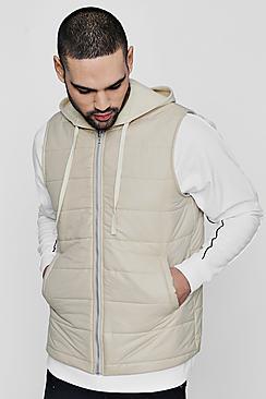 Boohoo Quilted Gilet With Jersey Hood