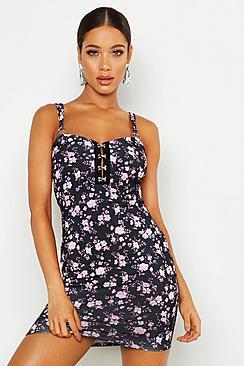 Boohoo Hook & Eye Strappy Bodycon Dress