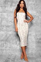 Boohoo Emily Snake Print Bandeau Fitted Midi Dress