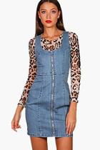 Boohoo Tall Jina Zip Front Denim Bodycon Dress