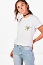 Boohoo Charity Petite Bee Pocket T Shirt White