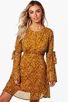 Boohoo Tayla Tailored Floaty Dress With Arm Ties