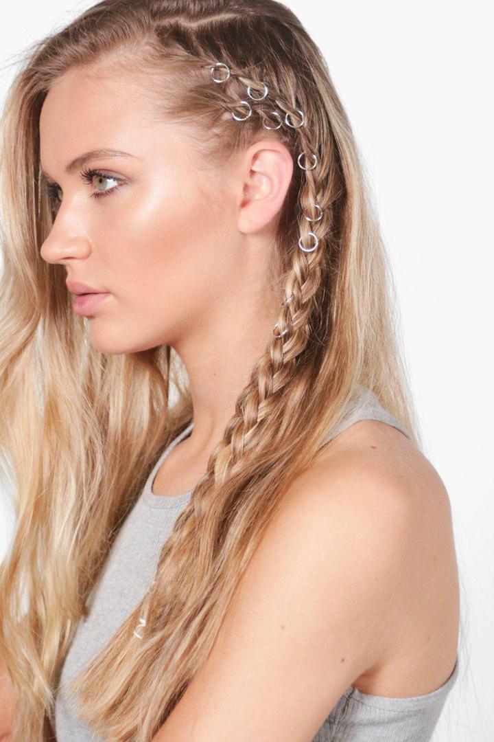 Boohoo Scarlett Simple Hair Rings 10 Pack Silver