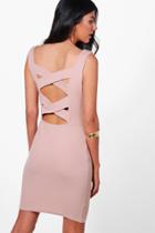 Boohoo Isla Strapy Cross Back Bodycon Dress Stone