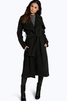 Boohoo Lois Longline Belted Wool Look Trench