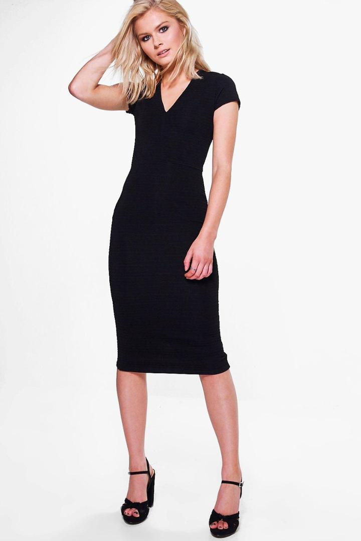 Boohoo Emily Structured Bodycon Midi Dress Black