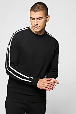Boohoo Fleece Sweatshirt With Contrast Sleeve Detail