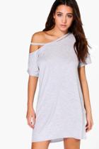 Boohoo Mia Strappy T-shirt Dress Grey