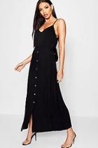 Boohoo Horn Button Tie Back Maxi Dress