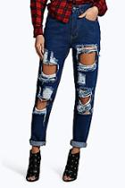 Boohoo Maisie 70's High Rise Distressed Mom Jeans