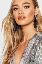 Boohoo Diamante Cluster Tiered Tassel Earrings