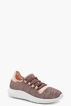 Boohoo Knitted Lace Up Trainers