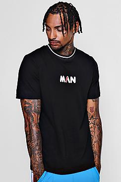 Boohoo Man Print T-shirt With Sports Rib