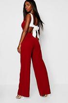 Boohoo Contrast Tie Back Wide Leg Jumpsuit