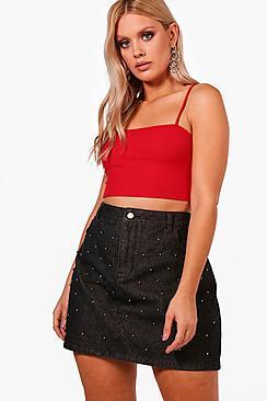 Boohoo Plus Kady Stud Detail Skirt