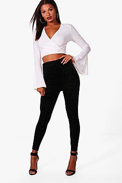 Boohoo Imogen Velvet Flocked Sheer Leggings