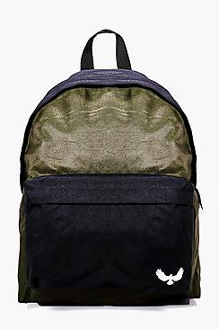Boohoo Khaki Contrast Panel Canvas Backpack