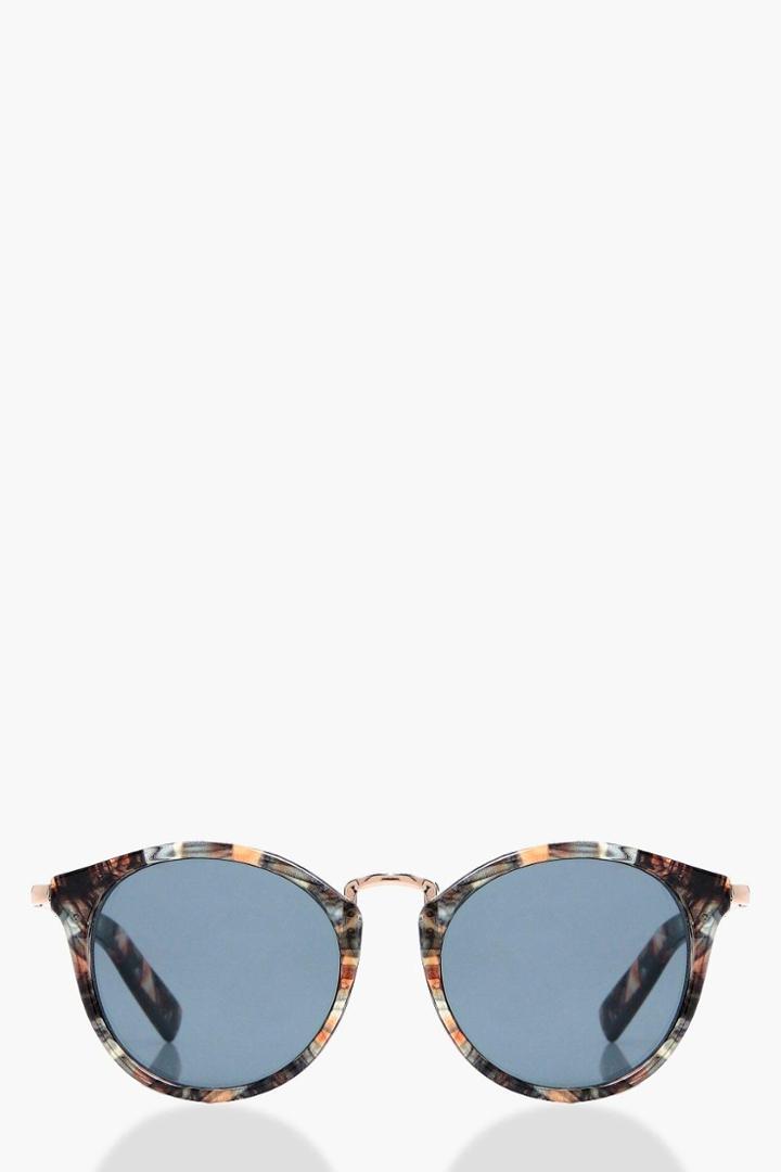 Boohoo Anna Patterned Frame Round Sunglasses Multi