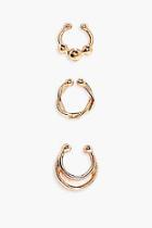 Boohoo Ayla Mixed Design Septum Ring 3 Pack