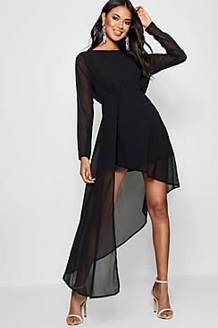 Boohoo Boutique Debbie Chiffon Drape Fitted Dress