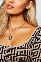Boohoo Egyptian Coin & Horn Layer Necklace