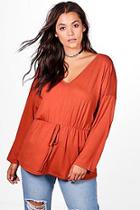Boohoo Plus Rosie Jersey Plunge Kimono Sleeve Top